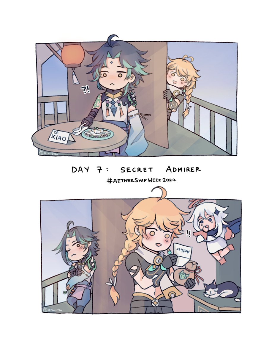 strawbtea's tweet photo. 👹🈳 super late but here's something for #AetherShipWeek2022 day 7: secret admirer https://t.co/8b5RO0yPnX