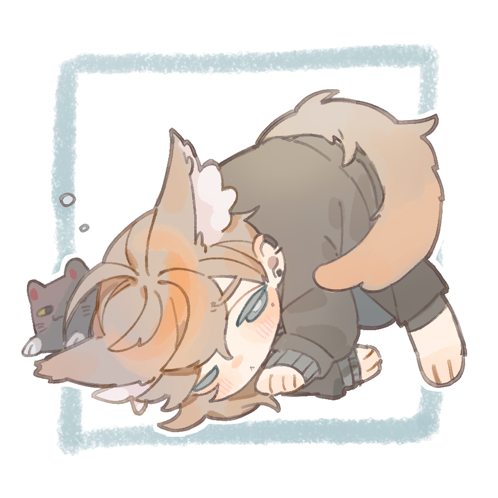 1boy male focus animal ears tail chibi solo fox tail  illustration images