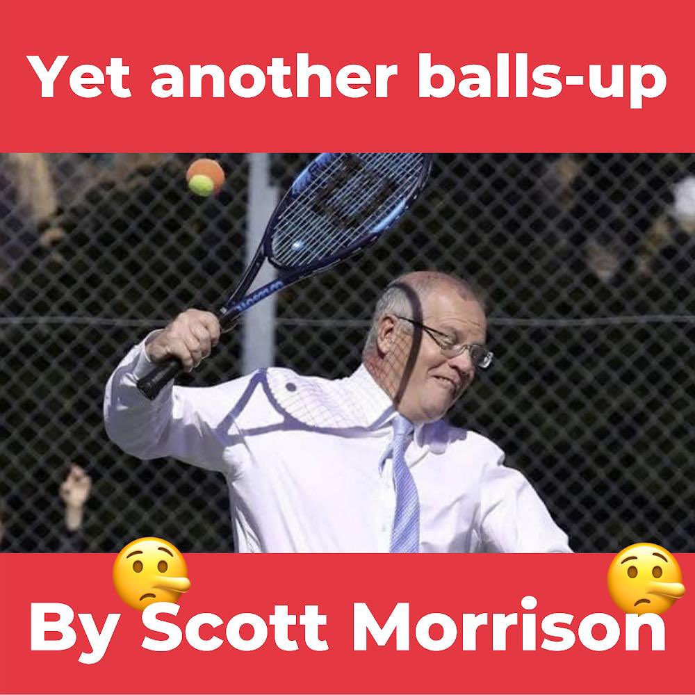 JulianHillMP's tweet photo. Scotty the 🤥 incompetent Fake never has his eye on the ball.  

He’s failed Australians on boosters &amp; RATs.

And blames everyone else for his costly Novak Dvokovic border debacle.

But the Australian Open 🎾 is not a surprise event, &amp; Visas are a Federal responsibility. #auspol https://t.co/j1hdFRw719