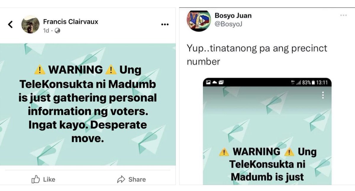 NewsWatch Plus PH (@newswatchplusph) on Twitter photo VP Leni Robredo debunks fake news about OVP’s e-Konsulta that it’s gathering personal info of voters.
Robredo points out they don’t ask for precinct numbers.
“We cater to everyone. Walang pinipili. Hindi pa eleksiyon, ginagawa na namin ito.” | <a href="/anjocalimario/">Anjo Cagmat Alimario</a> VP Leni Robredo debunks fake news about OVP’s e-Konsulta that it’s gathering personal info of voters.
Robredo points out they don’t ask for precinct numbers.
“We cater to everyone. Walang pinipili. Hindi pa eleksiyon, ginagawa na namin ito.” | <a href="/anjocalimario/">Anjo Cagmat Alimario</a>