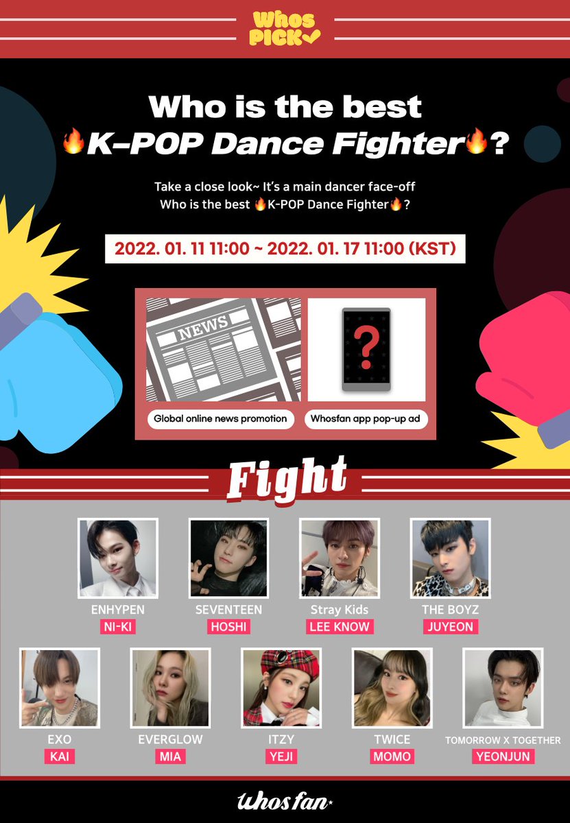Whosfan_Ofcl's tweet photo. #WhosPICK
Take a close look~ It's a main dancer face-off
Who is the best 🔥K-POP Dance Fighter🔥?
Now voting on Whosfan!
🏆 #NI_KI #HOSHI #LEEKNOW #JUYEON #KAI #MIA #YEJI #MOMO #YEONJUN
Vote now
🗳 https://t.co/02SoDwjnE5
#Whosfan #WhosPICK #BESTMainDancer https://t.co/IXznLrof1X