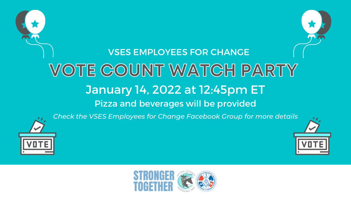 VSESEmployees's tweet photo. It’s vote count week! VSES employees can join us for a watch party on Friday. Check the Facebook group for more info! #VSESUnionYes https://t.co/OjQJTyOpCM