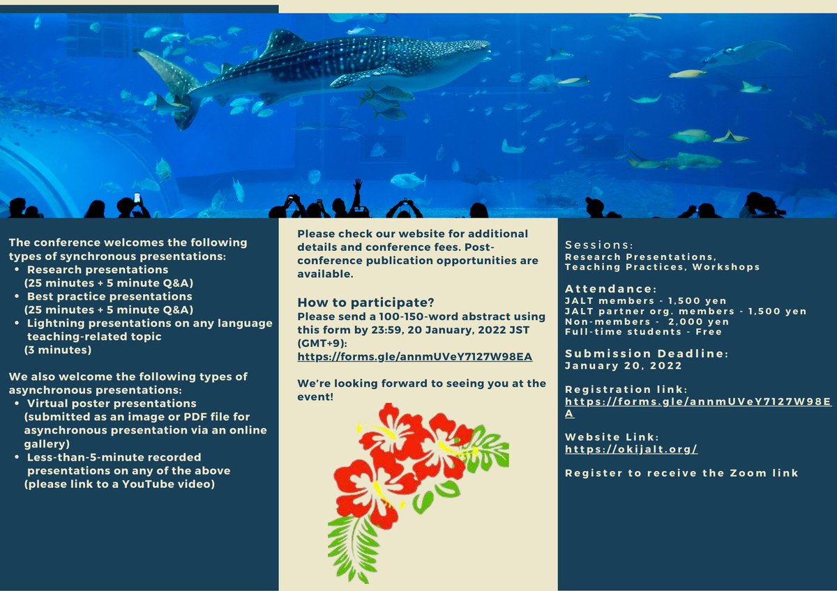 Okinawa JALT is pleased to announce our first event of 2022. We hope to 'see' many of you there. #JALT #languageteaching