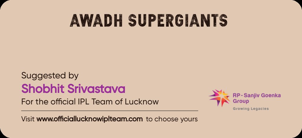 shobhit_n's tweet photo. Here's my suggestion @TeamLucknowIPL #NaamBanaoNaamKamao https://t.co/ArkLfsVZme