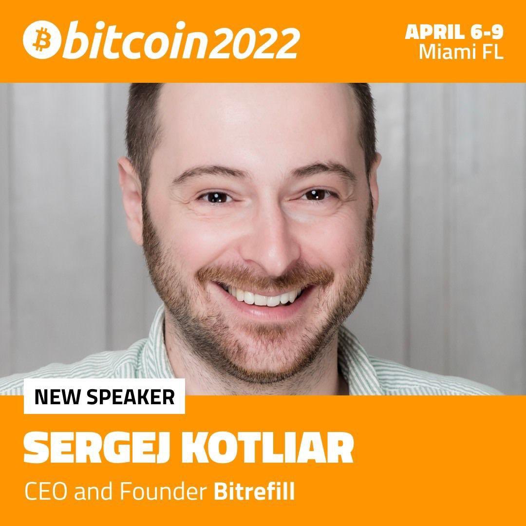 Yoyo987789's tweet photo. Announcing founder and CEO of Bitrefill, Sergej Kotliar as a #Bitcoin2022 speaker! Based in Sweden, Bitrefill allows users to buy almost anything with #Bitcoin through the sale of digital gift cards, bill pay, and mobile refills. https://t.co/zkaIuMAZDr