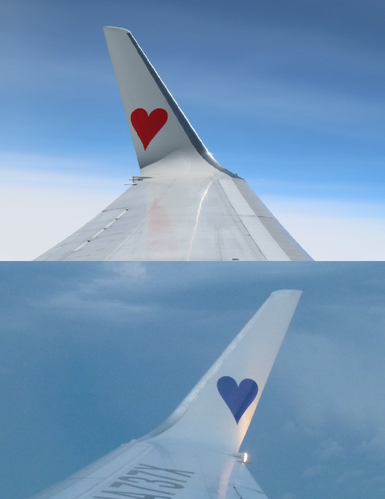スカイマーク 公式 どちらがお好み スカイマークの飛行機の翼端 ウィングレット に描かれる柄は現在10種類あります 中でもおなじみ 赤ハート と 青ハート の柄が多くを占めています みなさまはどちらのハートがお好みですか