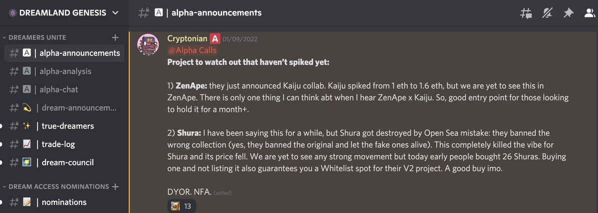 Just some sneakssss on what our current holders are getting ~ Weekly projects audit and daily alpha calls 🔥🔥🔥

🔔Remember to turn on notif if you haven't already!

Like, RT &amp; Tag your friends as we will be dropping more invite links ...