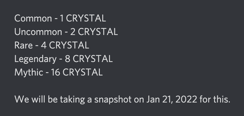 $CRYSTAL distribution on the blockchain.