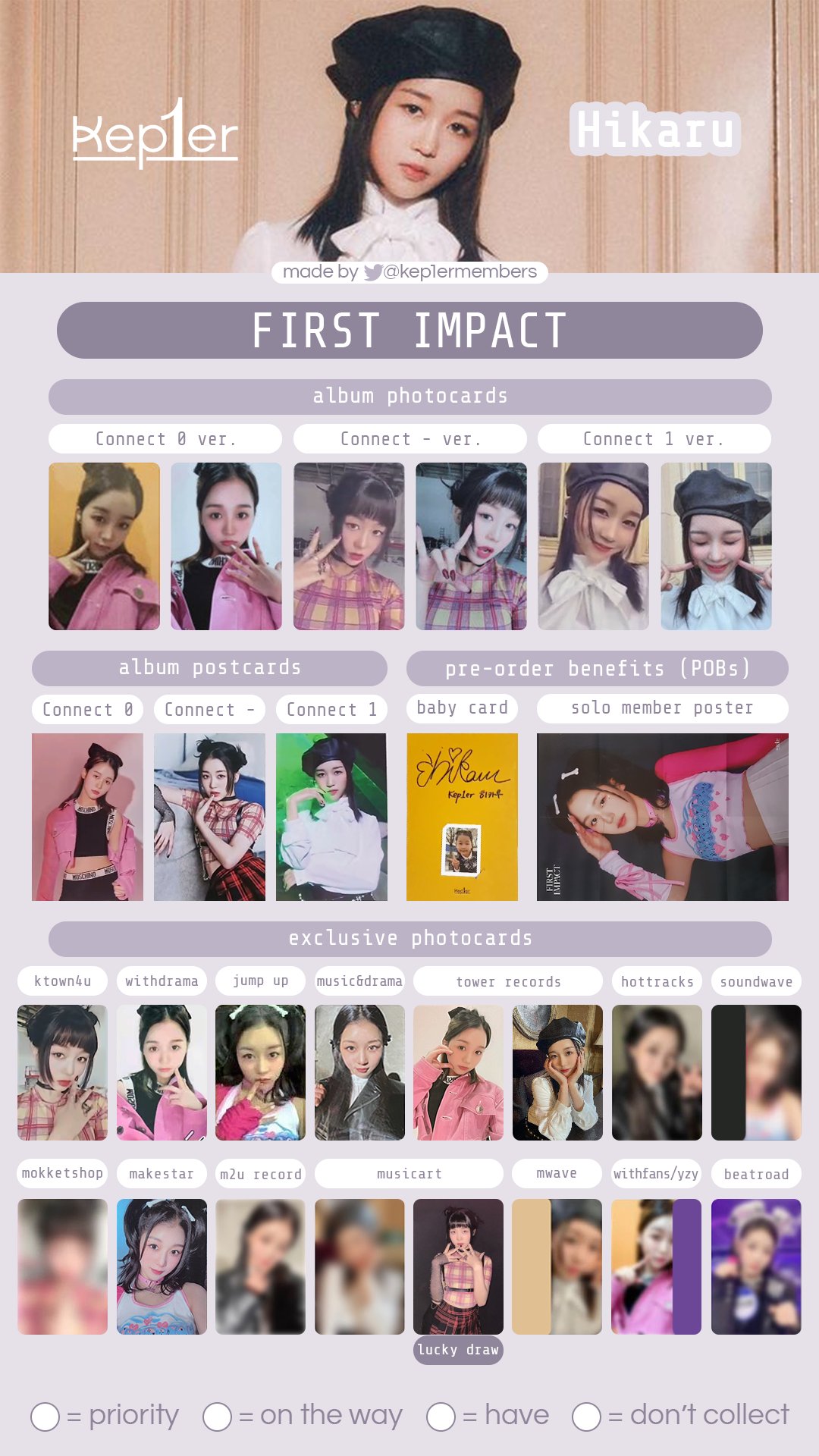 Hikaru Kep1er Unofficial Photocards Pcs 