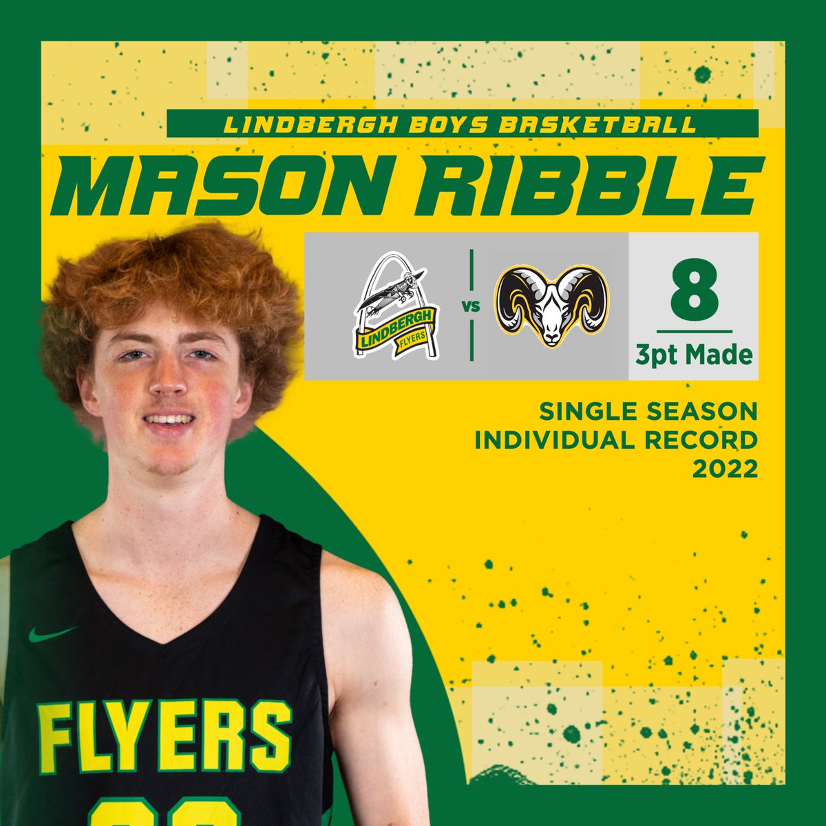 Shout out to Mason Ribble who broke a single-game record tonight for 3 pointers made previously held by Blake Welch in 2011!  Congrats Mason!