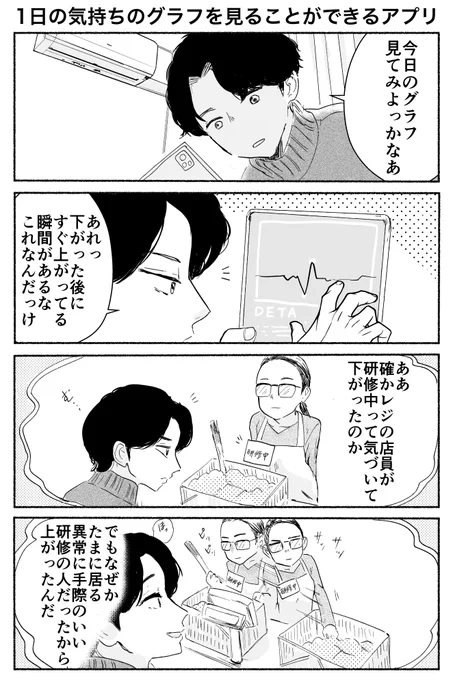 4コマ「1日の気持ちのグラフを見ることができるアプリ」 