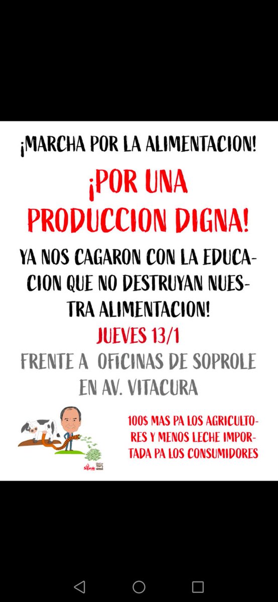 NachoRealFlowII's tweet photo. NO MAS YOMA ..COLUCION ENTRE NESTLE Y SOPROLE DONDE FONTERRA EMPRESA MULTINACIONAL SE LLENA DE RECURSOS Y LOS ENVIA A NUEVA ZELANDA Y NUSTROS AGRICULTORES YA NO DAN MAS
INVENCION DE PAUTA DE PAGO POR LITRO DE LECHE QUE SOLO BENEFICIA A LOS GRANDES Y LA AGRICULTURA CHILENA CAE https://t.co/MeJToVS0dk