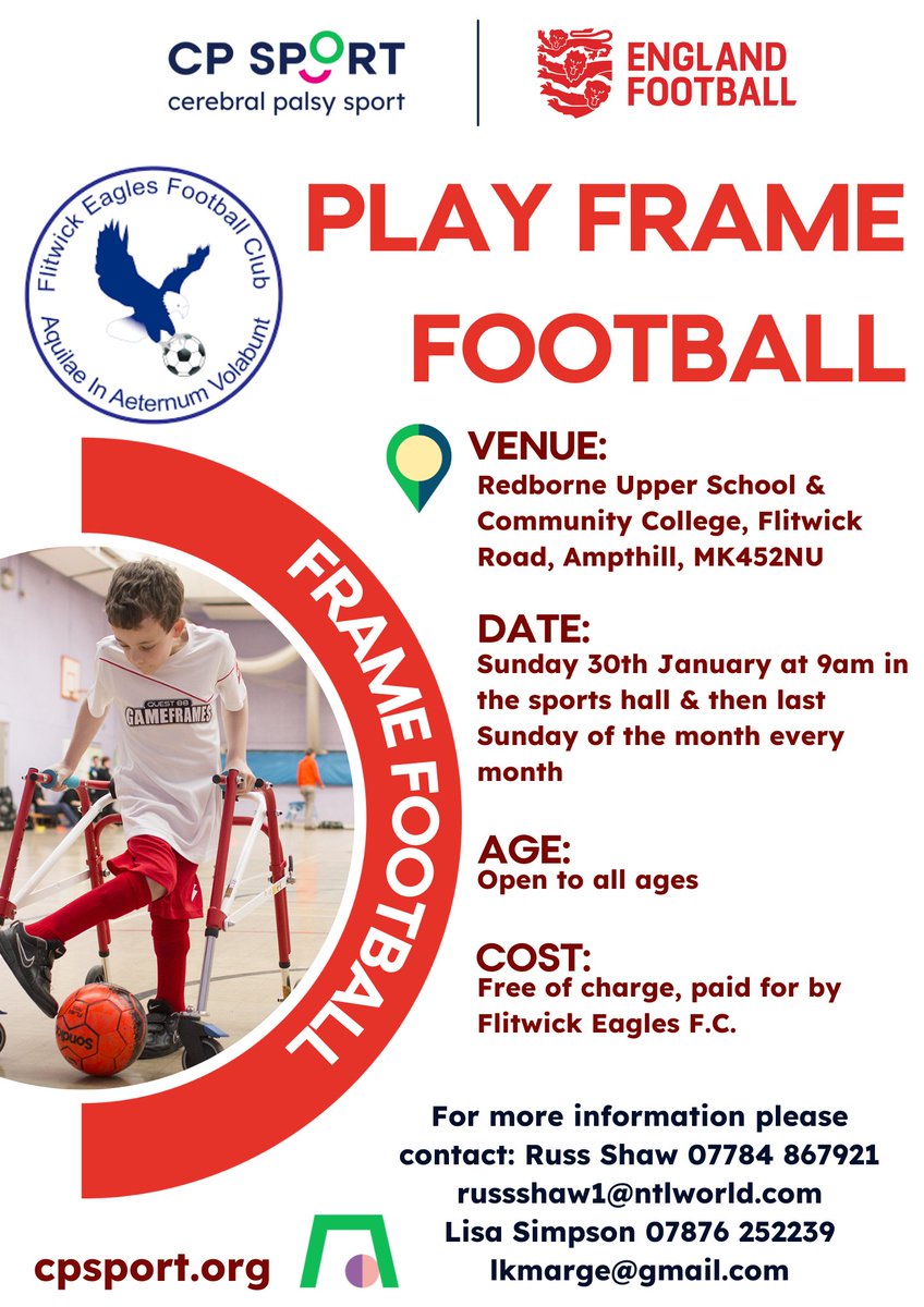 ⚽️ FRAME FOOTBALL ⚽️

Please share this poster!

❗️ We need your support to get the message to any parents about this FREE session

For more information please contact 👇
russshaw1@ntlworld.com

#MakeTheGame