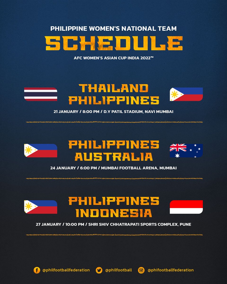 philfootball's tweet photo. 23 strong.

Here is the @PilipinasWNFT 🇵🇭lineup that will compete in the AFC Women's Asian Cup India 2022 for a slot in the FIFA Women's World Cup!

READ: https://t.co/B14igfKjTj

#PFF
#PHIWNT
#WomensFootball
#RememberTheGoal
#WAC2022
#LabanFilipinas
#ParaSaBayan https://t.co/fdwltN1207