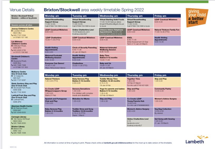 JessopCC's tweet image. Our sessions and services started back this week! Have a look at our spring term timetable to see what is happening in our children’s centres  #betterstart #lambeth #under5s