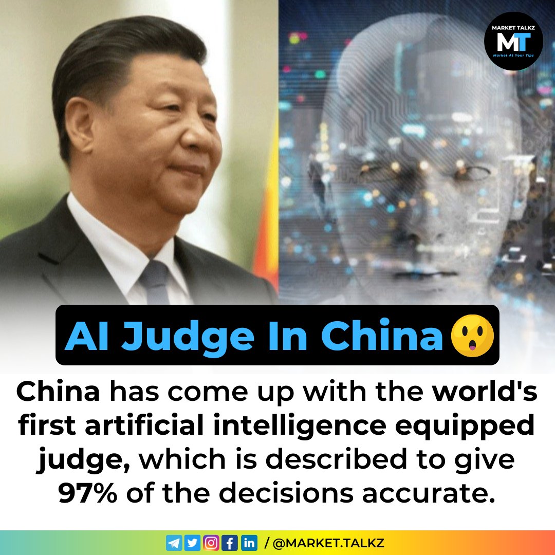 market_talkz's tweet image. What do you think about it? 
.
.
.
#ai #artificialintelligence #aijudge #china #chinanews #artificialintelligenceai