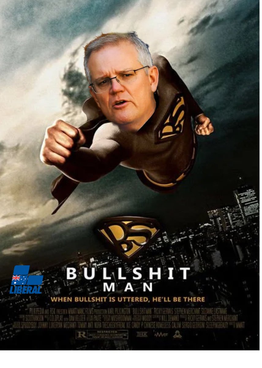 gliderdrew's tweet photo. Is it a bird, is it a plane? No! It’s #BullshitMan #ScottyTheFailure with more useless word salad announcements, strategically inept policies and empty promises. Want a crisis response to crumble? Call #BullshitMan!

Brought to your screens by #LNPfail and #Murdochracy
#auspol https://t.co/vl5Zm4UT5v