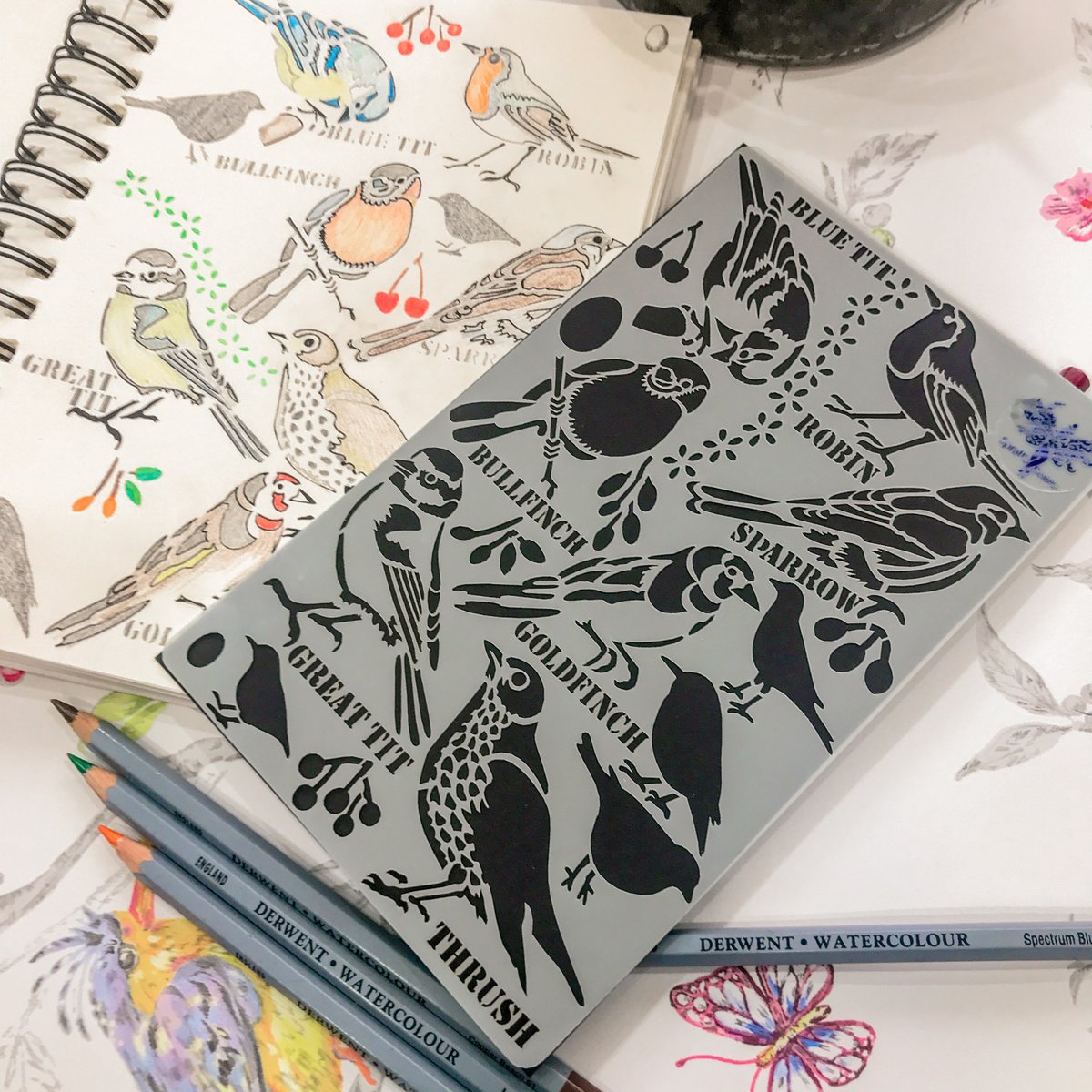 So proud to have created this new British Birds #Journal #Stencil for @HedgeBuddies to bring you the chance to record Garden Birds in detail. Exclusively available from Hedge Buddies via: bit.ly/3iq1Cze 🐦 #StationeryAddict #Nature