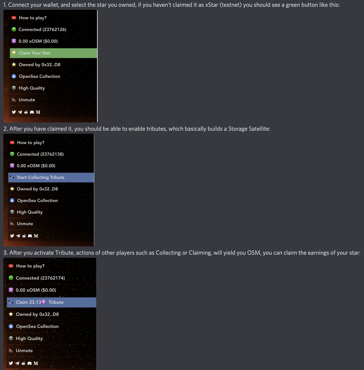 #NFT Star owners can start yielding OSM! ⚛️

We've enabled the Tribute mechanism and now you can generate passive crypto-income by simply holding one of our NFT Stars! ✨

👉 mint.openstars.org

Players also benefit as they can now claim from any star with tribute enabled 🚀