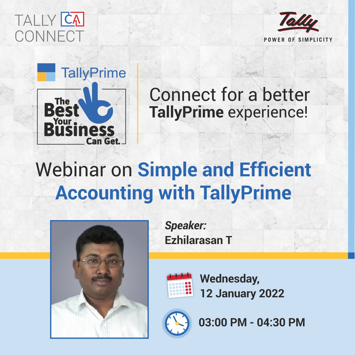 tallysolutions's tweet image. Presenting the next webinar in our weekly 🤝CA Connect series - on all you need to know about TallyPrime 2.0!

Register for the next webinar at 👉 bit.ly/tcc120122

#WebinarsByTally #CAConnect #BestForBiz