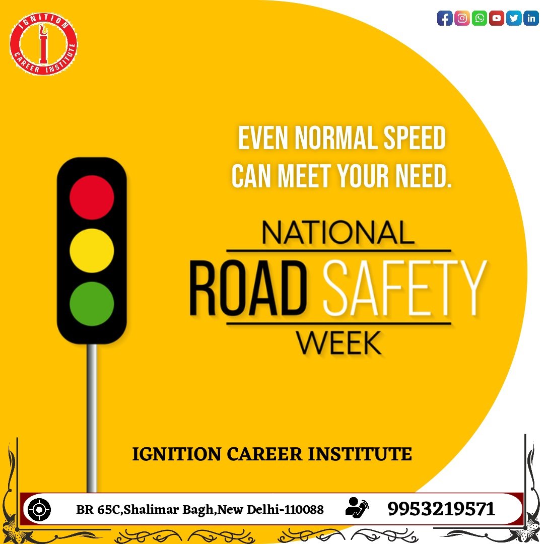 The theme for this year's campaign, observed from January 11–17, 2022, is 'Sadak Suraksha Jeevan Raksha.'

#NationalRoadSafetyDay #RoadSfety  #safety #saferoads_savelives