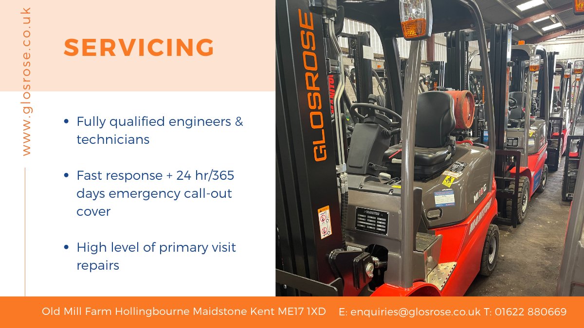 When operating forklifts ensuring optimum “up” time is paramount, so servicing & preventative maintenance is key. 

Book your machines in now >> 01622 880669 

#forklifts #materialhandlingequipment  #servicing #repairs #MHE #maidstone #kent @ManitouUk @manitou @GroupManitou https://t.co/ybFDNi8MCw