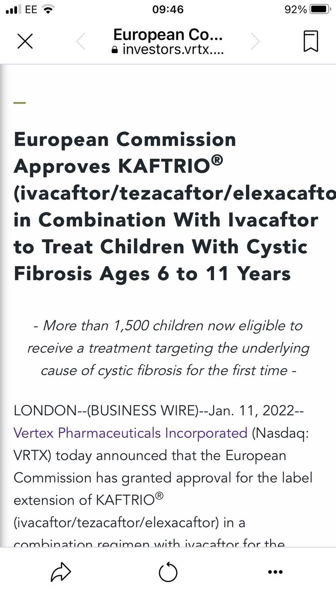 CFno1LeftBehind's tweet photo. The @EMA_News  have finally rubber stamped the licence extension to @VertexPharma #kaftrio for 6-11 yr olds with #cysticfibrosis 

We need the @MHRAgovuk to do the same NOW🙏🏻

Great news for @EU_Commission citizens but sadly not our #British kids🤷‍♀️
@cftrust @pmrleahy @NHSEngland https://t.co/ibOGAujQGs