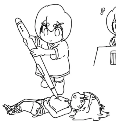 「あたしを描いてくれてありがとね」
「んー」 