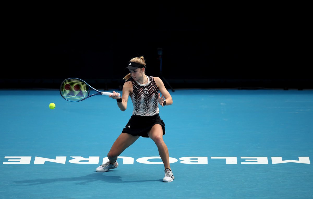 Was still in isolation 10 days ago & unsure if I’d make it here so this one feels pretty good!! First win of the year & first one down unda🥰🇦🇺 @AustralianOpen