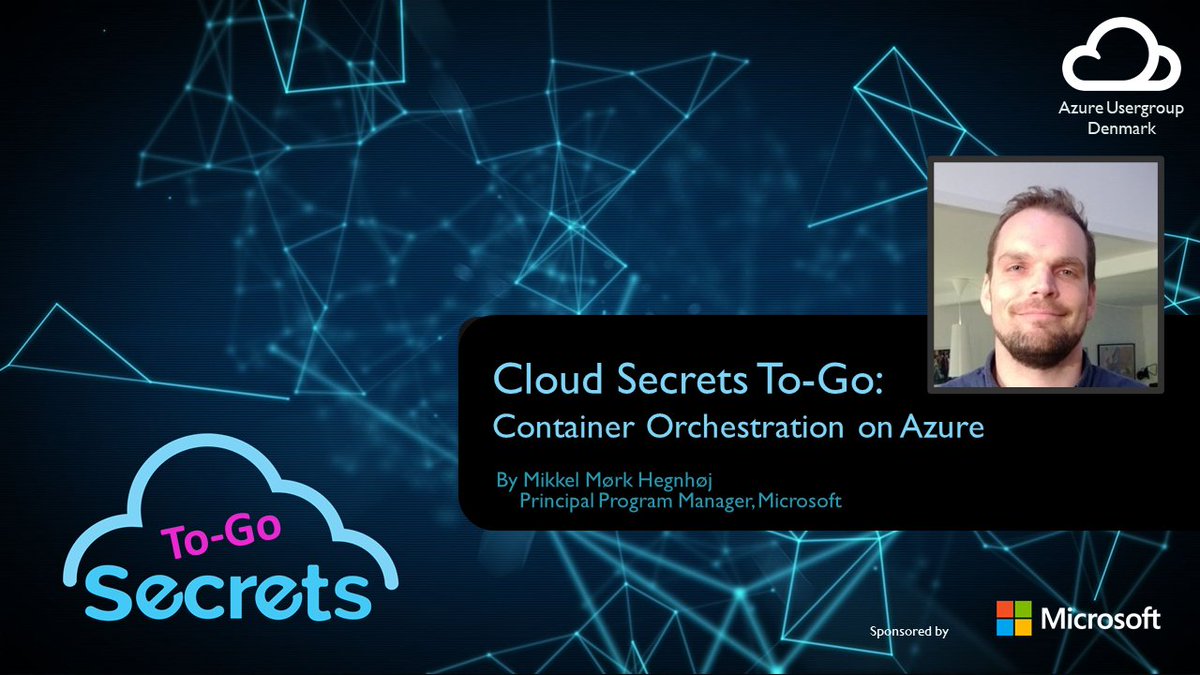 Join us for the first Cloud Secrets To-Go of 2022 with <a href="/mikkelhegn/">Mikkel Mørk Hegnhøj</a> who will give a talk about "Container Orchestration in Azure" diving into Container Apps and AKS.

Streaming online Thursday Jan.20th at 12:00 CET 👉
meetup.com/Azure-Usergrou… #azure #azugdk