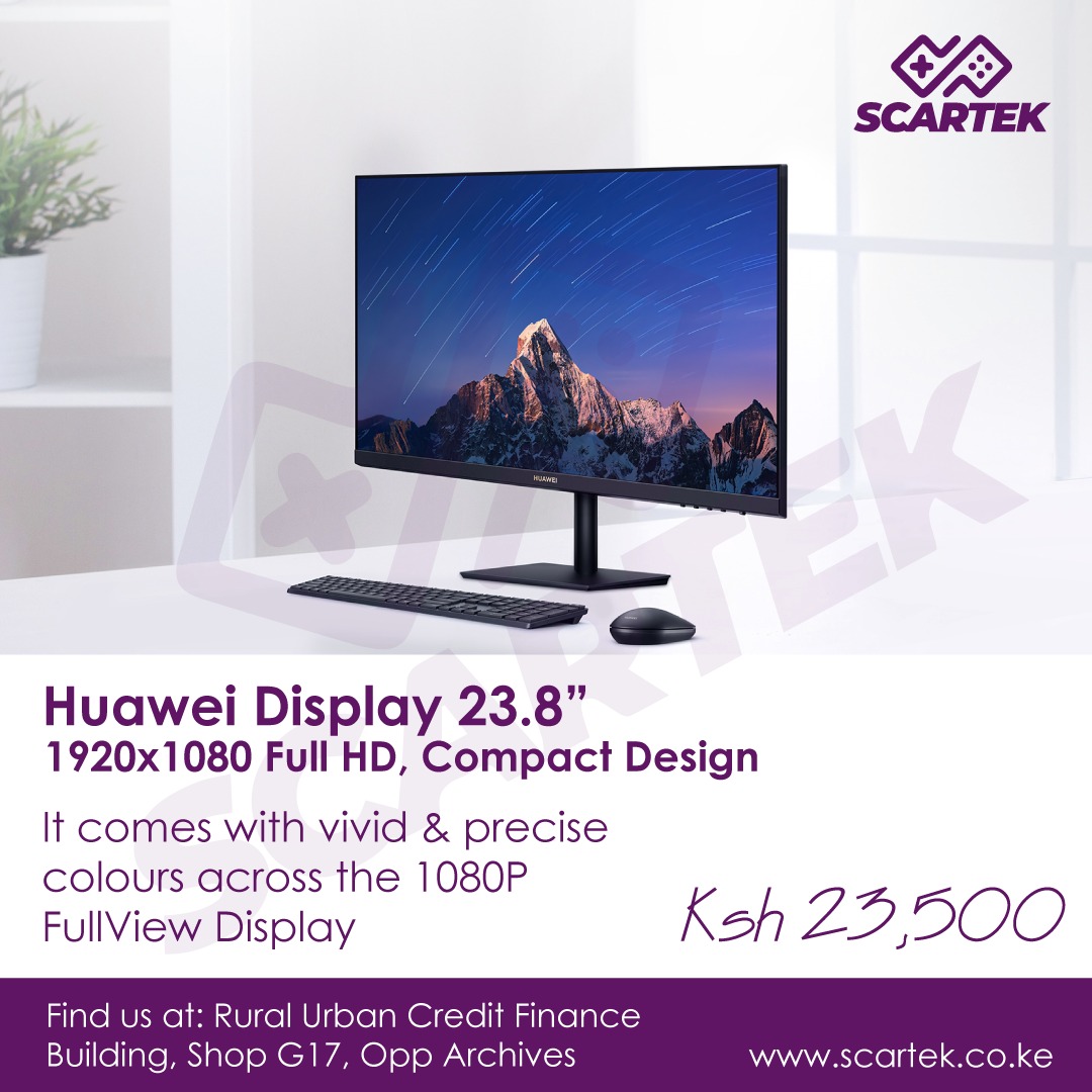 scartek254's tweet photo. Here's the perfect monitor for your work from home situation. The Huawei Display comes with vivid & precise colours across the 1080P FullView Display
Order yours today from @scartek254
#huaweidisplay #huawei #huaweidispaly23 #fullhd #workfromhome #nairobikenya #scartek254 https://t.co/kAuelB7Ppt