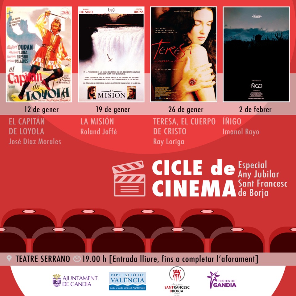 🎥 𝗖𝗶𝗰𝗹𝗲 𝗱𝗲 𝗖𝗶𝗻𝗲𝗺𝗮 𝗲𝘀𝗽𝗲𝗰𝗶𝗮𝗹 𝗔𝗻𝘆 𝗝𝘂𝗯𝗶𝗹𝗮𝗿 𝗦𝗮𝗻𝘁 𝗙𝗿𝗮𝗻𝗰𝗲𝘀𝗰 𝗱𝗲 𝗕𝗼𝗿𝗷𝗮

🔸 12 de Gener - El capitán de Loyola
🔸19 de Gener - La misión
🔸26 de Gener - Teresa, el cuerpo de Cristo
🎞 <a href="/Teatre_Serrano/">Teatre Serrano</a> Dimecres a les 19h. Aforament reduït.