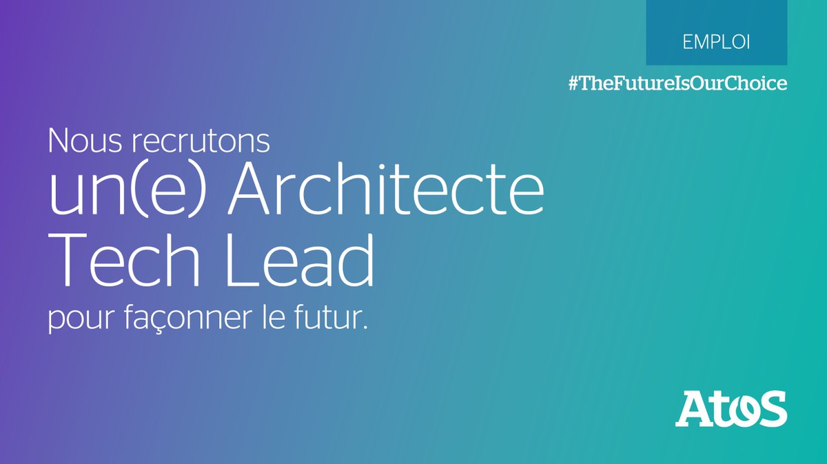 AtosFR's tweet photo. [#Job] Nous recherchons un(e) Architecte Tech Lead à #Grenoble 👍 De formation Bac+5 ou supérieur, vous justifiez d'une expérience de minimum 3 ans dans le domaine ? Postulez dès maintenant ➡️ https://t.co/3piJTOG9SO #TheFutureIsOurChoice https://t.co/2BzhaRtxEN