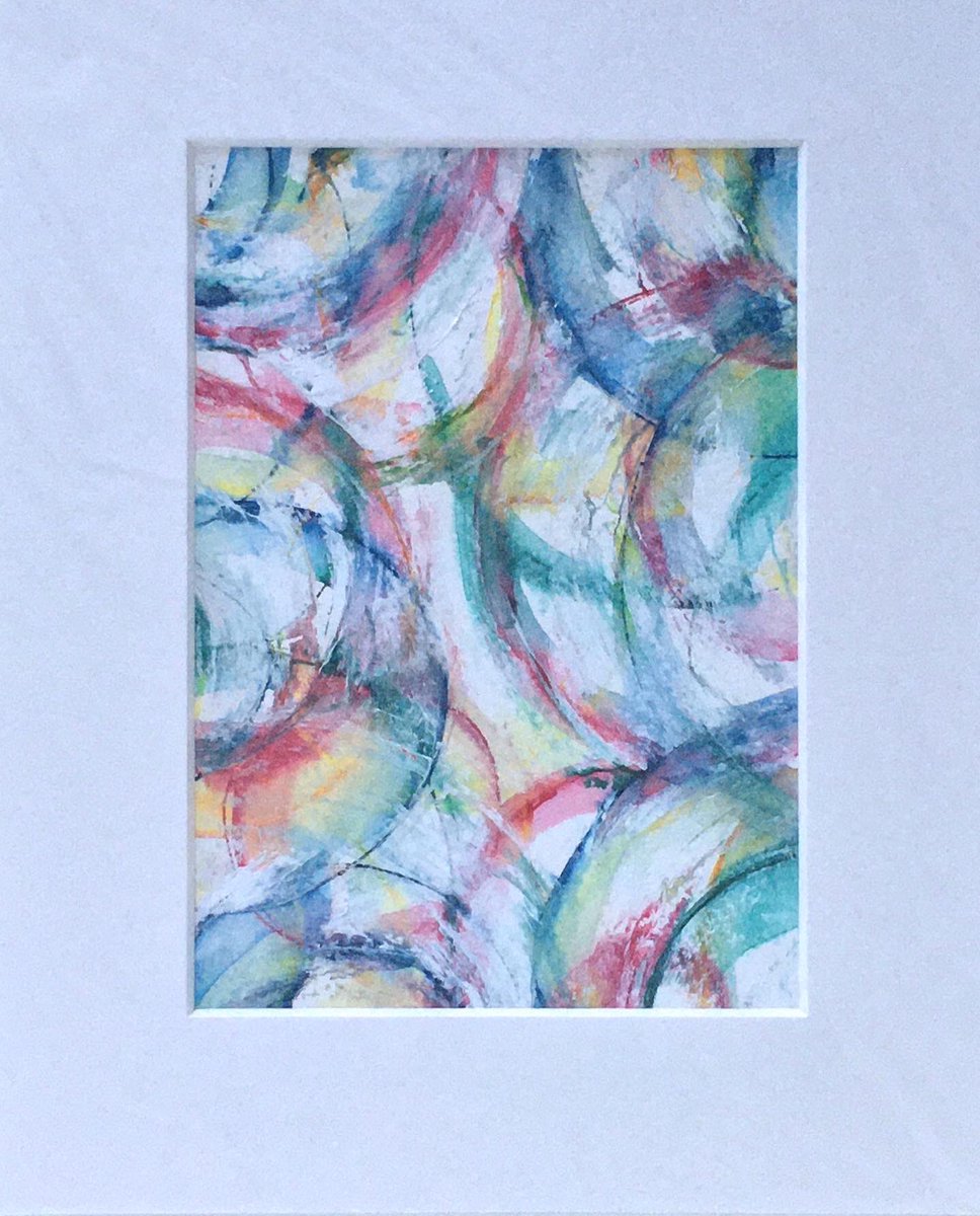 HelenNewhouse's tweet image. One of my explorations into abstracting the idea of cups from above or ring marks left behind #presenceinabsence #smallwork #acryliconpaper #mounted #abstract #colour #markmaking 
#helenrawlins