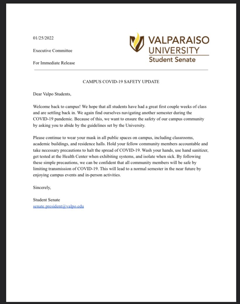 Valpo Student Senate tweet media
