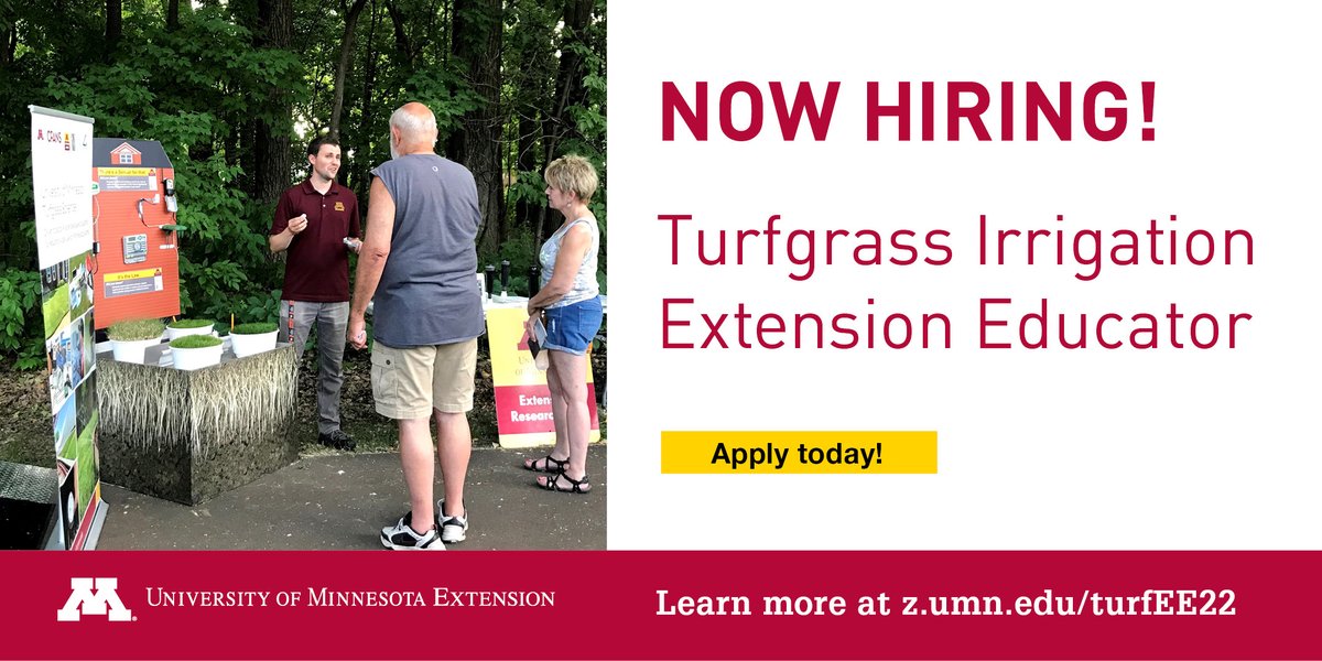 Sarah Chur (@sarahchur_uofm) on Twitter photo Join our <a href="/UMNExt/">U of MN Extension</a> team! Now #hiring an Extension educator in Turfgrass Irrigation & Water Resources to work in the 7-county Twin Cities Metro Area. For more info visit: z.umn.edu/turfEEinfo Join our <a href="/UMNExt/">U of MN Extension</a> team! Now #hiring an Extension educator in Turfgrass Irrigation & Water Resources to work in the 7-county Twin Cities Metro Area. For more info visit: z.umn.edu/turfEEinfo