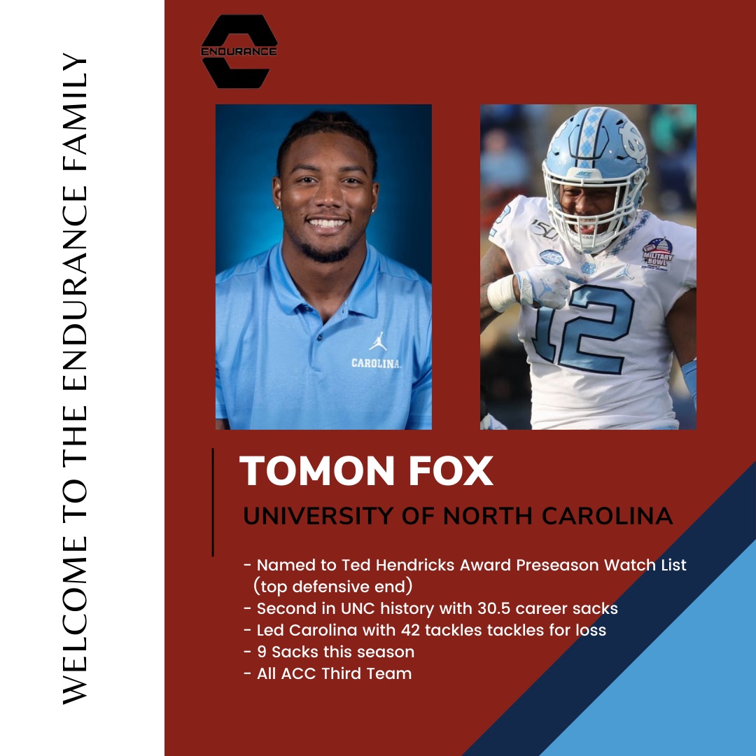 Endurance Management on X: 'We are proud to announce we have signed  @tomon_fox of @UNCFootball! Fox is a Beast..9 Sacks on the Season, 2nd in  UNC History with 30.5 sacks Endurance: 'It's