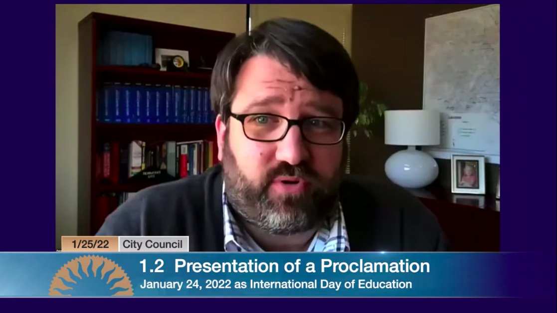 Thanks to Patrick Bernhardt, President of the San José Teachers Association, for joining today's City Council meeting to accept our proclamation on behalf of a grateful city. #EducationDay (3/3)