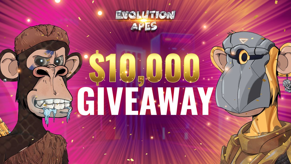 EvolutionApes's tweet photo. 🚨$10,000 GIVEAWAY🚨

To gain entries into this giveaway follow the link below
https://t.co/wYjbhv4ghf

$10,000 │5 Free NFT's │100WL to be won 🥳

We will also give $100 to 1 person who:
1⃣ Follows @EvolutionApes 
2️⃣ RT's + tags 5 friends 🔥
3️⃣ Join our https://t.co/5GK1EkaqEb https://t.co/qx8eNzWoxu
