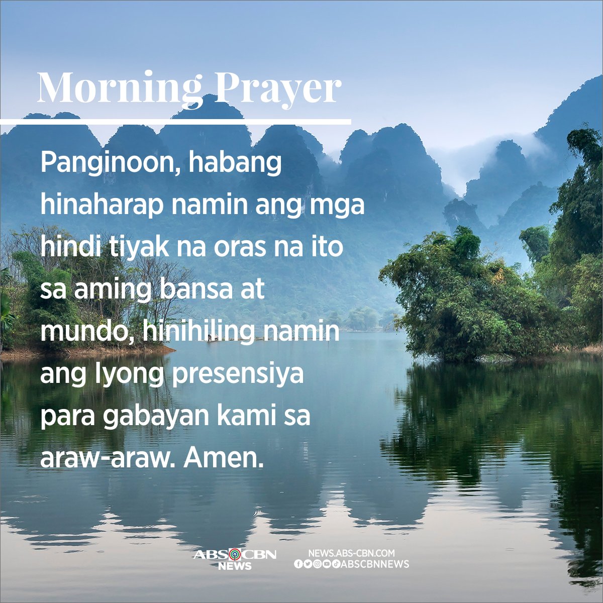 ABSCBNNews's tweet photo. Anumang pagsubok ang harapin, sa Iyo kami kumakapit. Nawa'y gabayan Mo kami sa araw-araw, Panginoon. 🙏 https://t.co/8WeXFZ5HH8