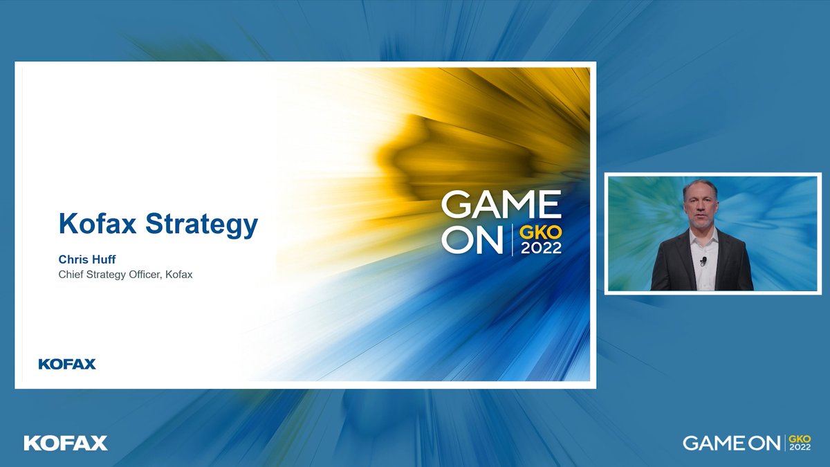 Chris_W_Huff's tweet photo. This morning at #KofaxGKO2022 I shared our go-forward vision for @Kofax as we continue to strengthen our intelligent automation portfolio and ecosystem. 2022 presents a great opportunity… it’s #GameOn! https://t.co/0Rcqjn56yX