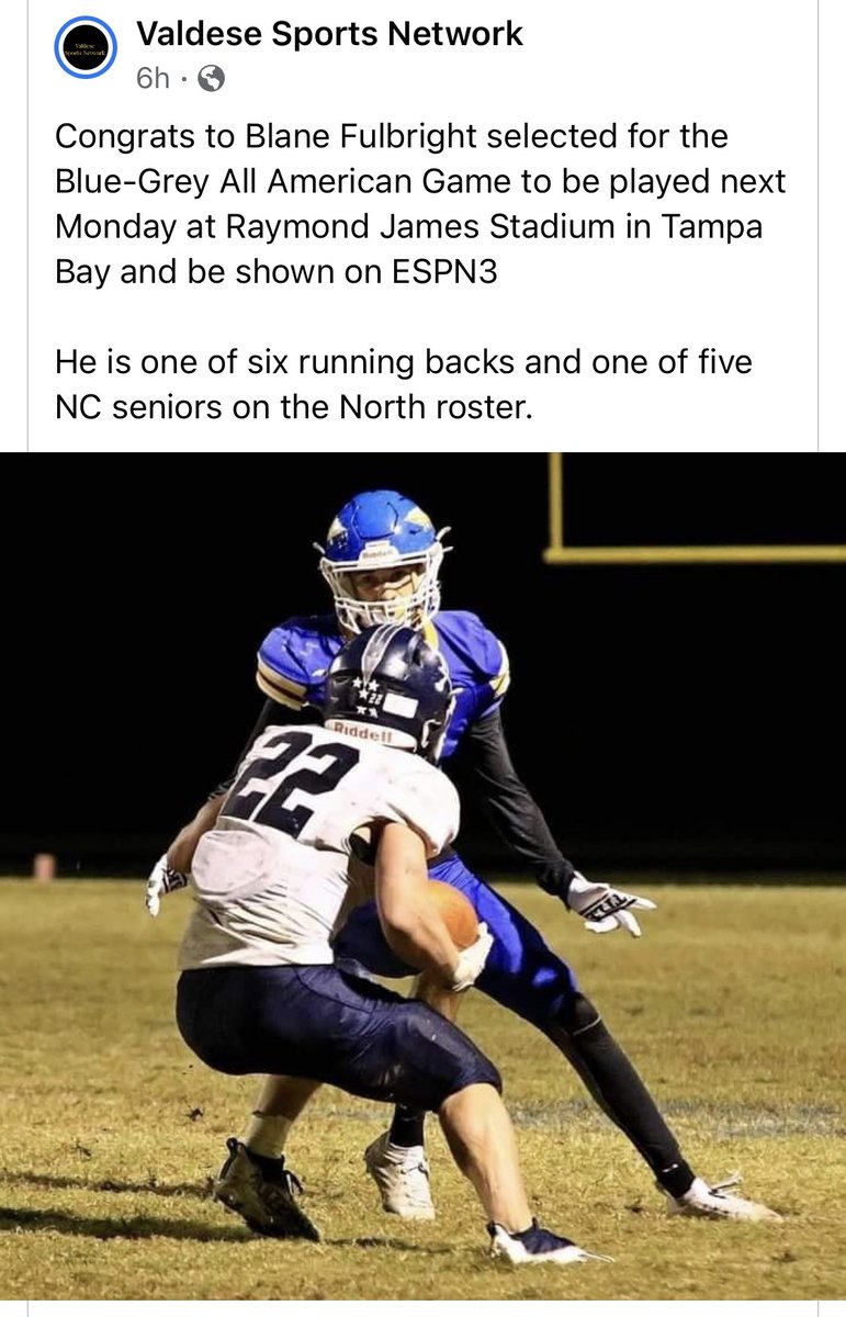 EastBurkeFB's tweet photo. We are looking forward to watching @BlaneFulbright represent our program, school and community! #FearTheSwords https://t.co/1qzlsZdaob