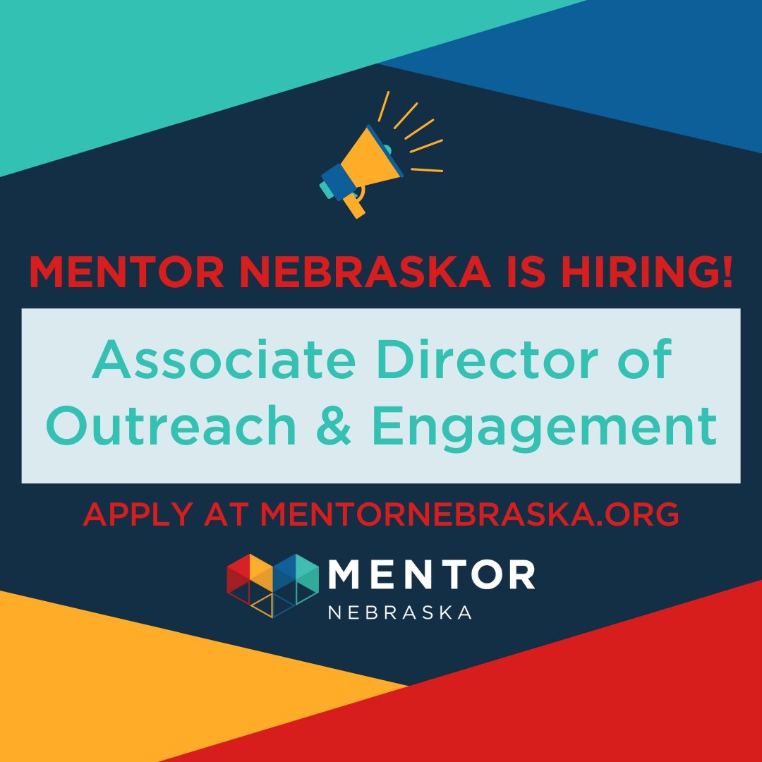 MENTORNebraska's tweet photo. 📣 We have a NEW position open! Learn more and apply to be our first ever Associate Director of Outreach &amp; Engagement here: https://t.co/FTszUkGvAZ 
#MentoringAmplifies https://t.co/r7iPOI2rNy