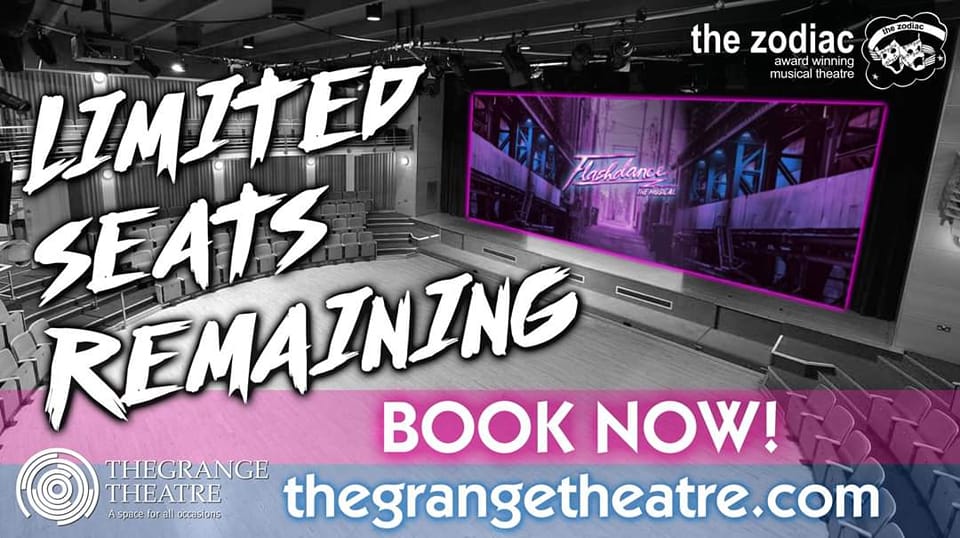Flashdance | The Musical 
Ticket availability:
🟠 Wed 2nd February - limited seats
🟠 Thurs 3rd February - limited seats
🔴 Fri 4th February - SOLD OUT
🟢 Sat 5th February 2:00pm - limited seats 
🔴 Sat 5th February 7:30pm - SOLD OUT

thegrangetheatre.com/flashdance | 01606 539040