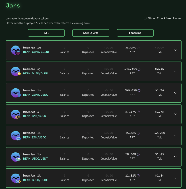 picklefinance's tweet photo. New @MoonbeamNetwork  Jars for @Beamswapio !!

We've added 7x new Pickle Jars for BeamSwap positions including $GLMR- $GLINT which is compounding to a tasty 35k% APY🌝

That's in addition to the Stellaswap Jars we already launched 💫

Check them out here: https://t.co/G8NFvIlk0k https://t.co/xCjE8LXS1J