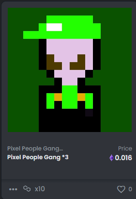 PixelPeopleGang's tweet photo. Our New Collcetion "Pixel People Gang" is out Now and updated almost Everyday with New NFTs!🥳🎉

These right Here are our Favourites so far:

Pixel People Gang *6: 0.009 eth
Pixel People Gang *3: 0.016 eth

Buy Here‼️:
https://t.co/Z2J1ZMuF9D

#ShareYourNFT #NFTartists #NFT https://t.co/nxIy1e4lW7
