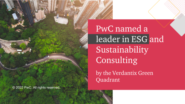 dgraswick's tweet photo. Progress on ESG issues means more than ticking a regulatory box. Glad to be part of a firm that takes ESG progress seriously. And proud to share that PwC has been named a Leader in the Verdantix Green Quadrant for #ESG and Sustainability Consulting. https://t.co/AozXOG2yFv https://t.co/5XEcxF9yQZ