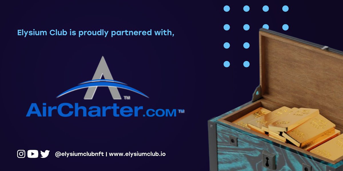 Elysium Club is partnered with Aircharter, which offers you the ability to find the best possible aircraft match for your trip. 

#ElysiumClub #ElysiumClubPresale #ElysiumClubMinting #NFTcommunity #NFTprojects #NFTartists #ExclusiveCommunity