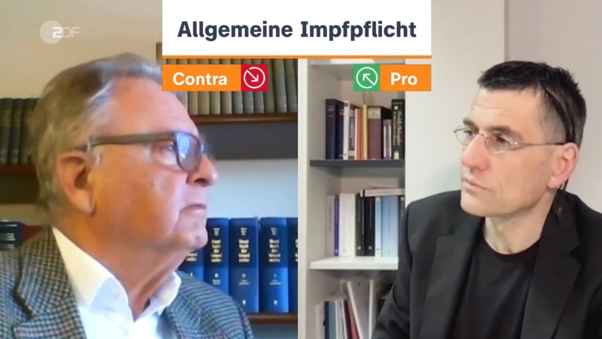 prof_mayer's tweet photo. Papier v Mayer. Eine Art MTV Legalese Deathmatch. Papier:zu viel Unsicherheit also Impfpflicht nein. Ich meine wegen der vielen Unsicherheiten:keine Frage die Juristen entscheiden, #Impfpflicht im Rahmen der gesetzgeberischen Spielräume rechtlich zulässig
https://t.co/CRtKveVkab https://t.co/movxH0yOwm
