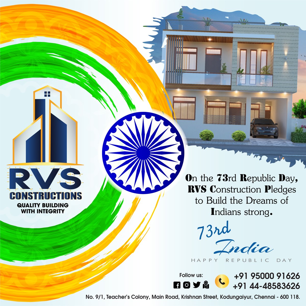 We just want you all to remind you all that we must take immense pride to be a part of World’s largest democratic country. 
#RepublicDay2022 #RepublicDayIndia #elevation #buildingplan #construction #InteriorDesign #elevationdesign #constructioncompany #construction #modulardesign